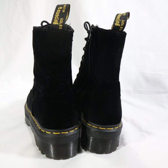 DR MARTEN'S Jadon Black Velvet Platform Zip/Lace Up Boots 12 US Wmn 11 US Men - Picture 8 of 14